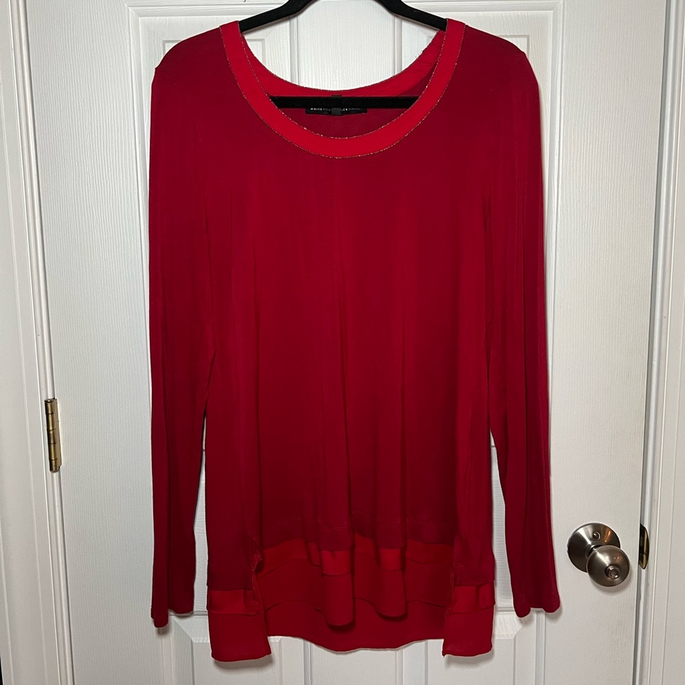 White House Black Market Red Long Sleeve Top